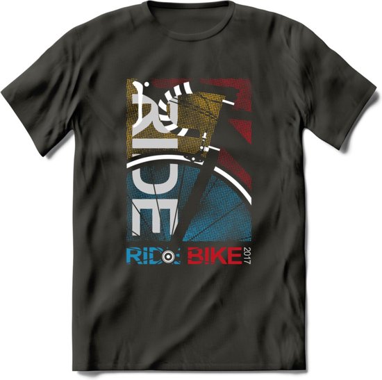 Ride A Bike T-Shirt | Souvenirs Holland Kleding | Dames / Heren / Unisex Koningsdag shirt | Grappig Nederland Fiets Land Cadeau | - Donker Grijs - M
