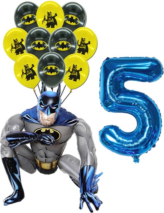 Batman Ballonnen Set - Batman 3D XL Folie Ballon & Latex Ballonnen - 5 Jaar