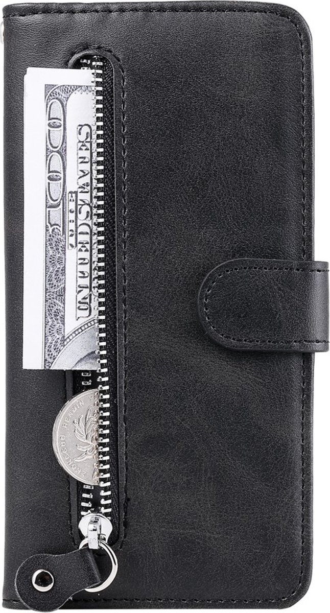 Portemonnee zwart book case rits hoesje geschikt voor Samsung Galaxy A13