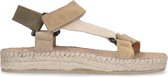 Manfield - Dames - Beige suède sandalen met verschillende kleuren - Maat 39