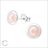 Aramat jewels ® - Zilveren swarovski elements kristal pareloorbellen rond 7mm roze
