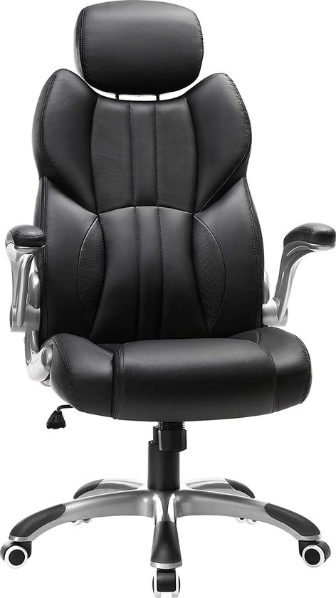 The Mash - Chaise de bureau, chaise de bureau ergonomique, chaise de jeu, chaise pivotante, accoudoirs rabattables, appui-tête réglable en hauteur, chargeable jusqu'à 150 kg, noir