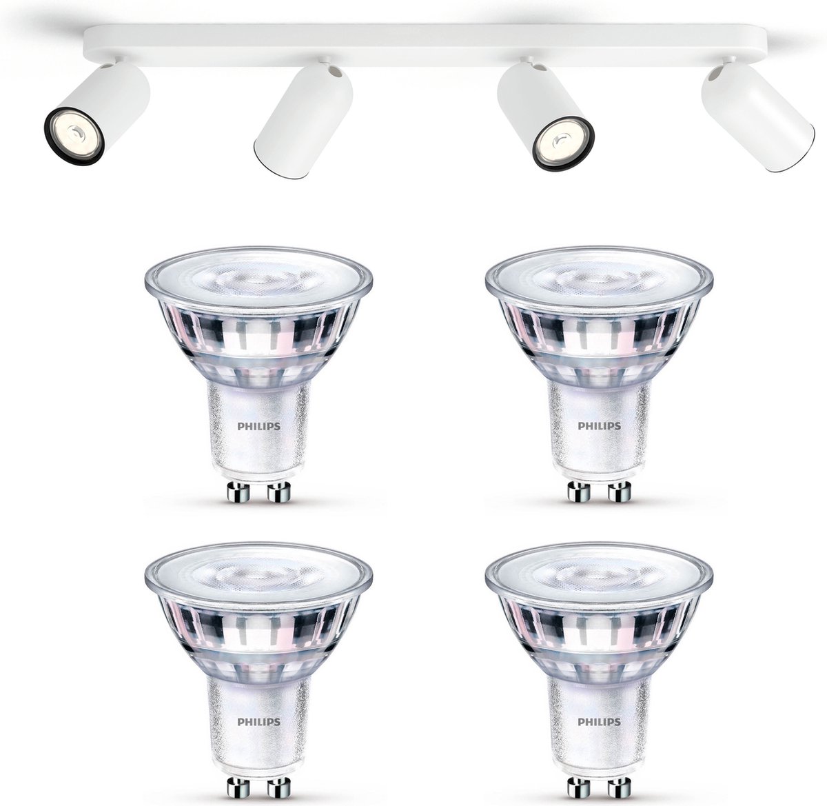 Philips myLiving PONGEE Opbouwspot - Wit - 4 lichtpunten - Incl. Philips LED Scene Switch Gu10 50W