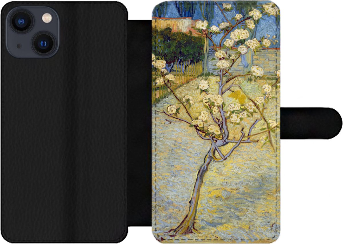 Telefoonhoesje Geschikt voor iPhone 13 telefoonhoesje - Perenboompje in bloei - Vincent van Gogh - Met vakjes - Wallet case met magneetsluiting