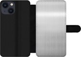 Bookcase Geschikt voor iPhone 13 Mini telefoonhoesje - Metaal print - Zilver - Grijs - Met vakjes - Wallet case met magneetsluiting