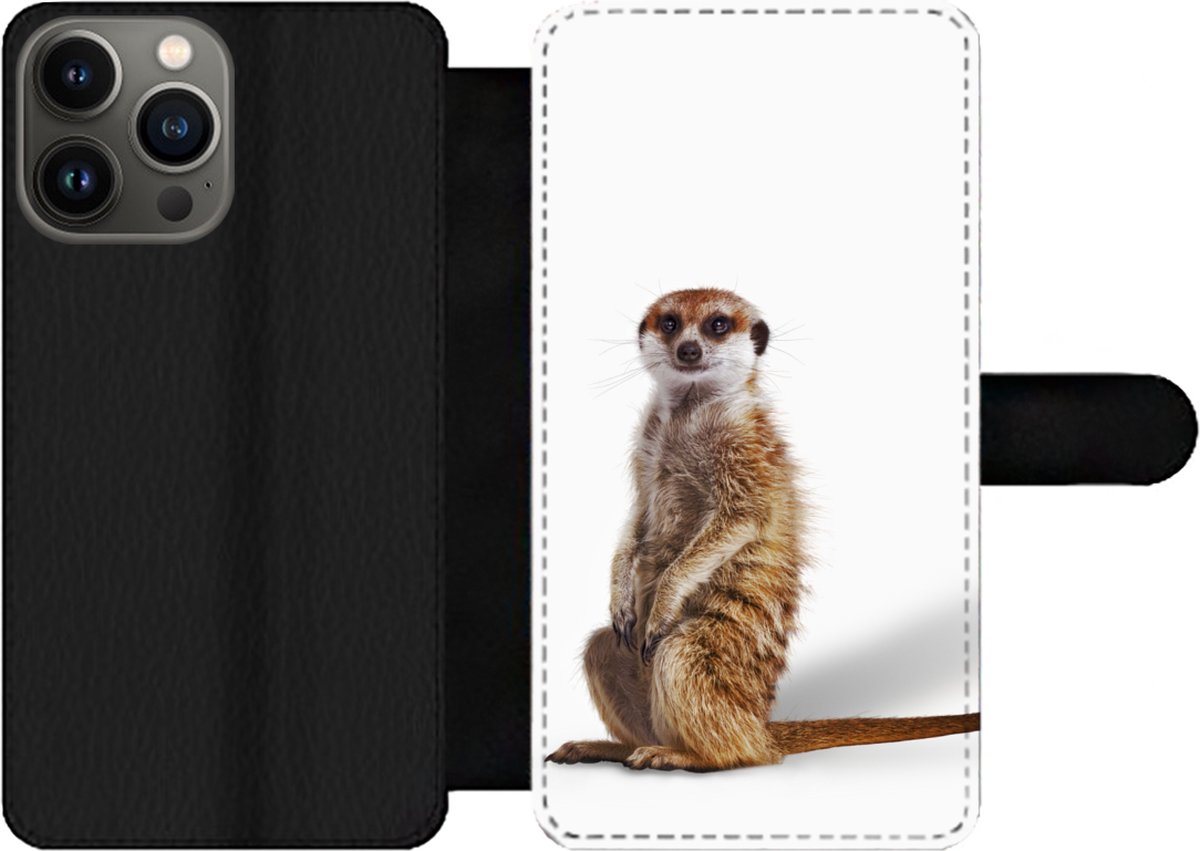 Telefoonhoesje Geschikt voor iPhone 13 Pro Max telefoonhoesje - Stokstaartje - Dieren - Vacht - Met vakjes - Wallet case met magneetsluiting