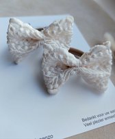 BEST SELLER- Elastieken set meisjes geborduurde gebroken wit bloemenstof haaraccesoires cadeautip