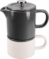 cafetiÃ¨re Barcelona 400 ml keramiek grijs/wit
