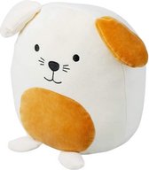 kussen Woof! 29 x 25 cm polyester wit/oranje