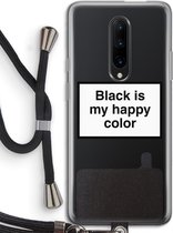 Case Company® - OnePlus 7 Pro hoesje met Koord - Black is my happy color - Telefoonhoesje met Zwart Koord - Bescherming aan alle Kanten en Over de Schermrand