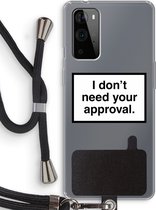 Case Company® - OnePlus 9 Pro hoesje met Koord - Don't need approval - Telefoonhoesje met Zwart Koord - Bescherming aan alle Kanten en Over de Schermrand