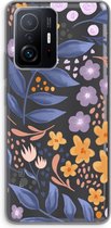 Case Company® - Xiaomi 11T hoesje - Flowers with blue leaves - Soft Cover Telefoonhoesje - Bescherming aan alle Kanten en Schermrand