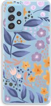 Case Company® - Samsung Galaxy A73 hoesje - Flowers with blue leaves - Soft Cover Telefoonhoesje - Bescherming aan alle Kanten en Schermrand