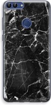 Case Company® - Huawei P Smart (2018) hoesje - Zwart Marmer - Soft Cover Telefoonhoesje - Bescherming aan alle Kanten en Schermrand