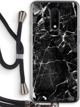 Case Company® - OnePlus 7 hoesje met Koord - Zwart Marmer - Telefoonhoesje met Zwart Koord - Bescherming aan alle Kanten en Over de Schermrand