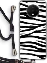 Case Company® - OnePlus 7T hoesje met Koord - Zebra pattern - Telefoonhoesje met Zwart Koord - Bescherming aan alle Kanten en Over de Schermrand
