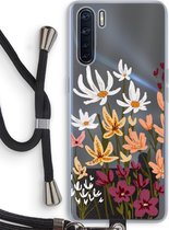 Case Company® - Oppo A91 hoesje met Koord - Painted wildflowers - Telefoonhoesje met Zwart Koord - Bescherming aan alle Kanten en Over de Schermrand
