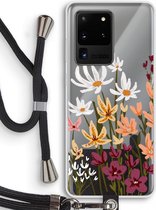 Case Company® - Samsung Galaxy S20 Ultra hoesje met Koord - Painted wildflowers - Telefoonhoesje met Zwart Koord - Bescherming aan alle Kanten en Over de Schermrand