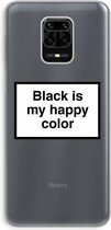 Case Company® - Xiaomi Redmi Note 9 Pro hoesje - Black is my happy color - Soft Cover Telefoonhoesje - Bescherming aan alle Kanten en Schermrand