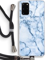 Case Company® - Samsung Galaxy S20 Plus hoesje met Koord - Blauw marmer - Telefoonhoesje met Zwart Koord - Bescherming aan alle Kanten en Over de Schermrand