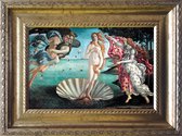 Baroklijstje De geboorte van Venus - Botticelli - kunst in het klein - ingelijst 20x15cm