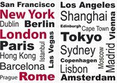 muursticker Cities 150 x 95 cm vinyl 24-delig