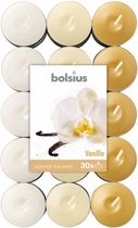 geurkaarsen theelicht Vanilla bruin/wit 30 stuks