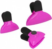 vershoudclips 2 x 6 cm zwart/roze 3 stuks