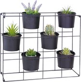 Metalen plantenrek - 58 x 44 cm - Plantenrek voor aan de muur voorzien van 6 metalen potten