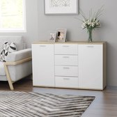 vidaXL Dressoir 120x35,5x95 cm spaanplaat wit en sonoma eikenkleurig