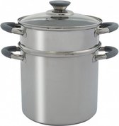 kookopan met stomer Corby 18 cm RVS zilver 3-delig