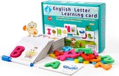 Engels leren voor kinderen - Houten Alfabet met Woordkaarten en Pen voor Schrijftraining - Engelse letters en Woorden cognitief speelgoed - Kinderen alfabetiseringskaart - Leren verlichting