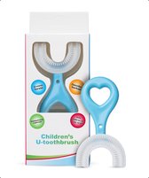 360 graden U vormige baby tandenborstel - Bijtringen - Zachte siliconen - Kinderen tandenborstel - Jongen/Meisje - Blauwe hart
