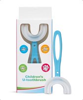 360 graden U vormige baby tandenborstel - Bijtringen - Zachte siliconen - Kinderen tandenborstel - Jongen/Meisje - Blauwe ovaal