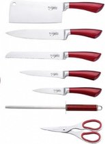messenset acryl/RVS zilver/rood 8-delig