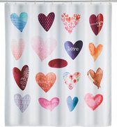 douchegordijn Love 180 x 200 cm polyester wit