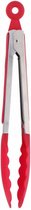 saladetang 27 cm polypropyleen/rubber grijs/rood