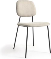 Kave Home - Chaise Benilda beige avec placage chêne et acier finition noire
