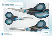 scharen Easy Grip 21/18/13 cm RVS blauw/zwart 3-delig