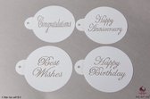 Bak het zelf Stencil - Wensen set/4 - marsepein-fondant-taarten-hobby