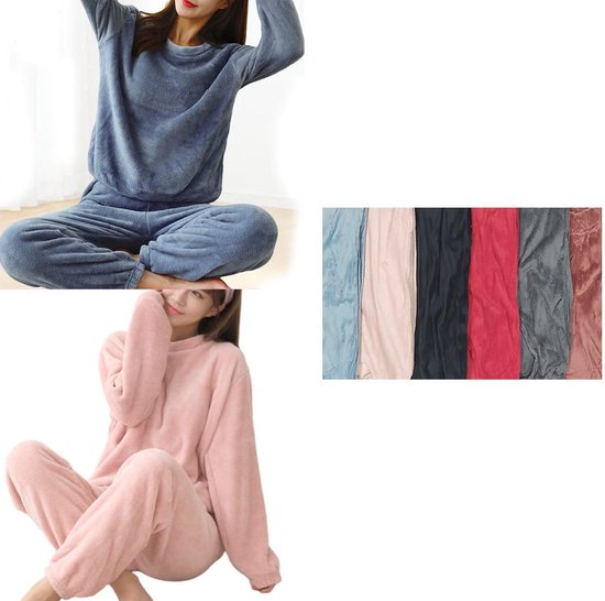 Huispak - dames - pyjama - - joggingpak - tracksuit - loungewear - lichtroze | bol.com