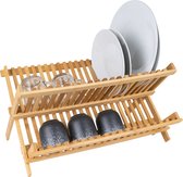 QUVIO Égouttoir - Etendoir - Drainante Mat - vaisselle Paniers à vaisselle - vaisselle Porte - Porte - La vaisselle - Égouttoir - Pliable - Bamboe