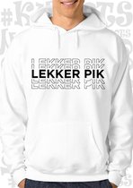 LEKKER PIK heren hoodie - Wit - Maat XXL - lange mouwen - met capuchon - grappige teksten - leuke shirtjes - humor - grappig - goed gewerkt pik - quotes - kwoots