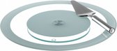 taartplateau Bistro 35 cm glas transparant/wit 2-delig
