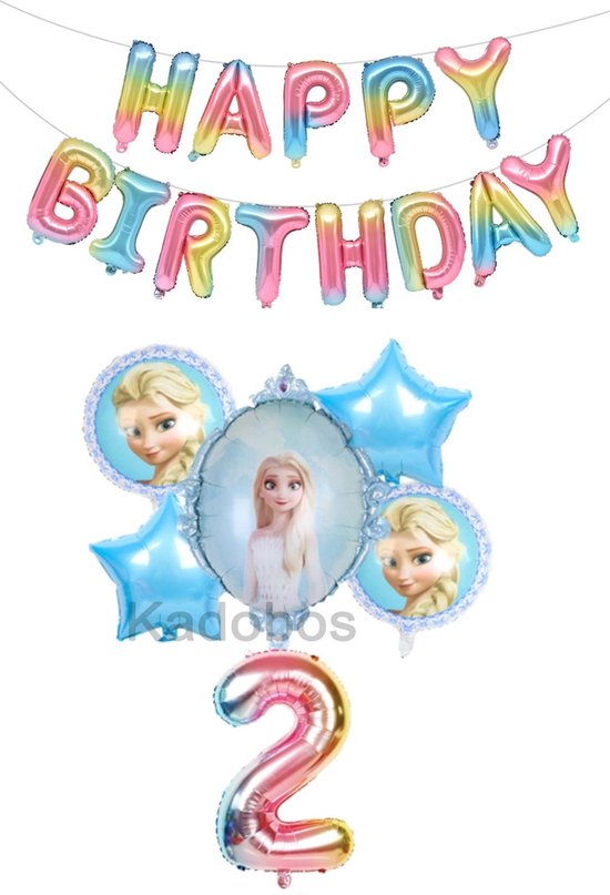 Frozen ballonnen set verjaardag 2 jaar - folie ballon + Happy Birthday letters