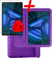 Lenovo Tab M10 FHD Plus Hoesje Kinder Hoes Shockproof Cover - Kindvriendelijke Lenovo Tab M10 FHD Plus Hoes Kids Case Met 2x Screenprotector - Paars