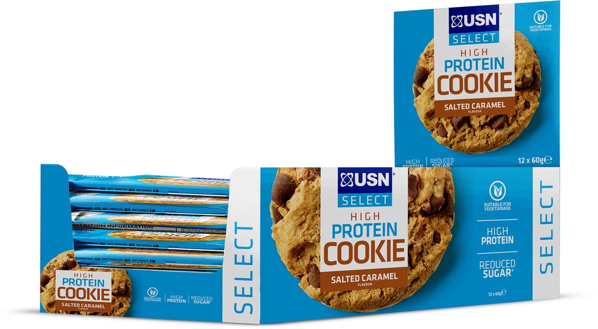 USN Select Cookie (12x60g) Salted Caramel - Functionele voeding - Eiwit Snacks