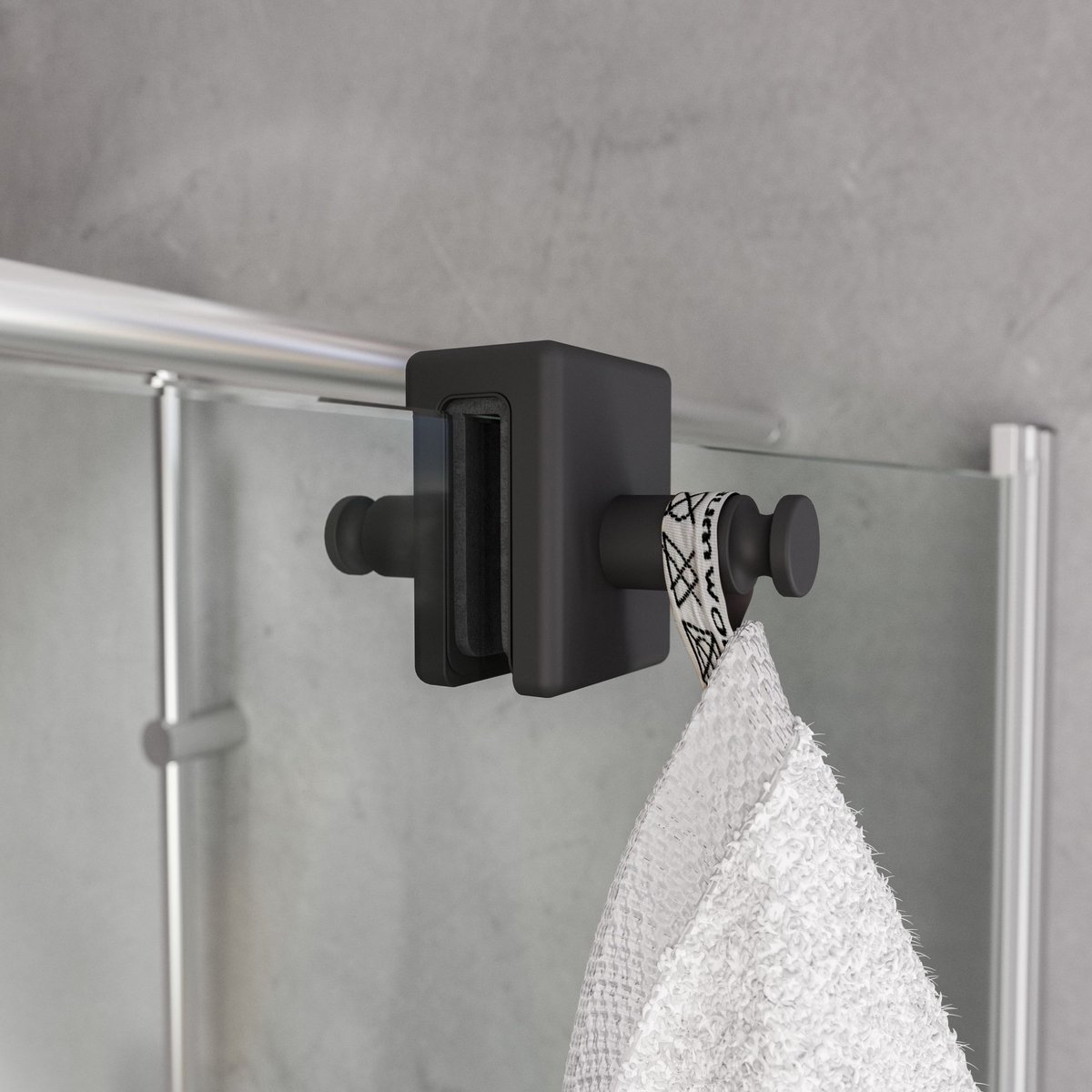 Schulte handdoekhouder dubbelzijdig - eenvoudig ophangen aan douchewand - zonder plakken of boren - matzwart