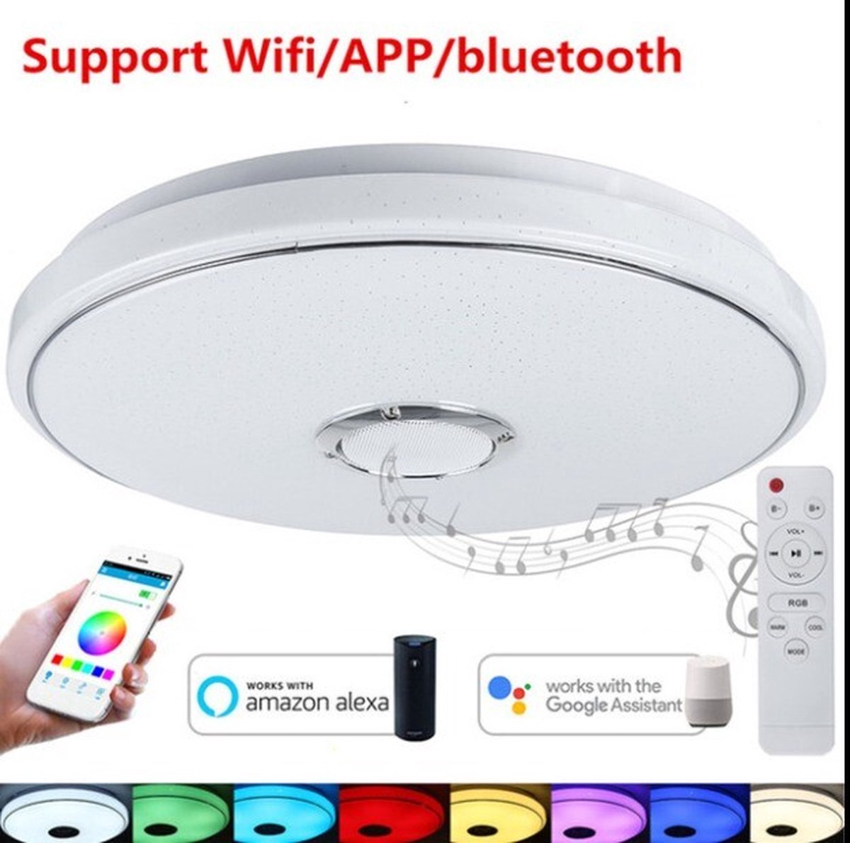 Plafonnier Smart avec musique - 200W - 40CM - Plafonnier LED WiFi - APP  bluetooth... | bol.com