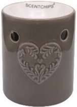 waxbrander Hart 10 x 13 cm keramiek taupe